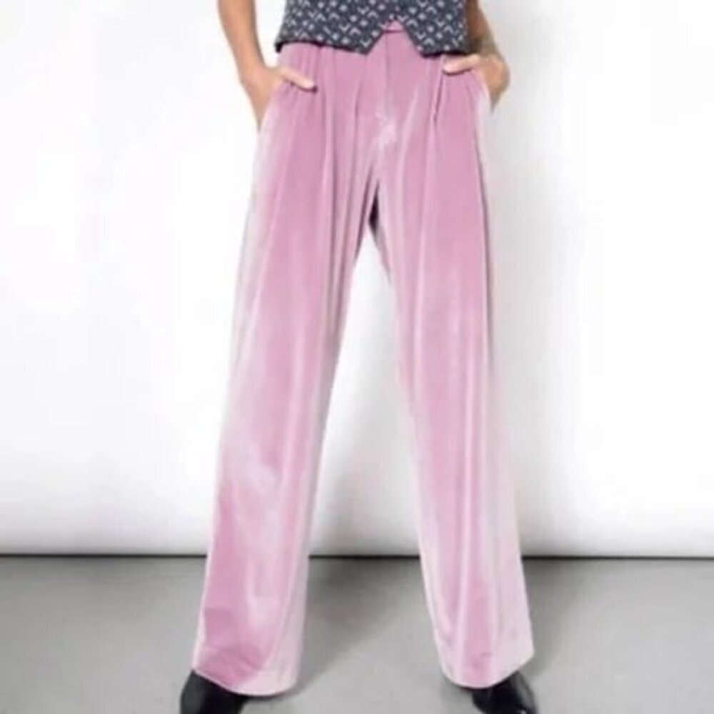 NEW Wildfang Empower Velvet Pink Pants Womens Plus Size 26W